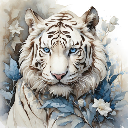 floral white tiger fabric panel