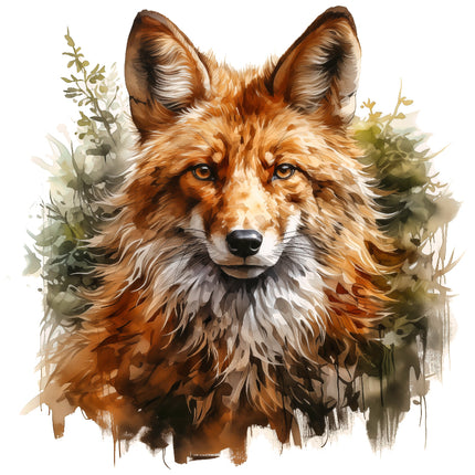 A digitally printed 100% cotton fabric panel featuring a block pattern with a fox design, available in various sizes.