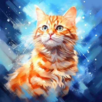 Digitally printed fabric panel of an orange cat