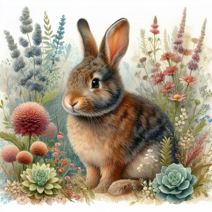 Garden Rabbit 100% Cotton Fabric Panel Block P631