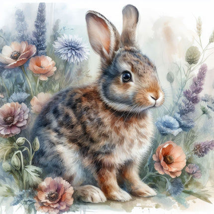 Garden Rabbit 100% Cotton Fabric Panel Block P632