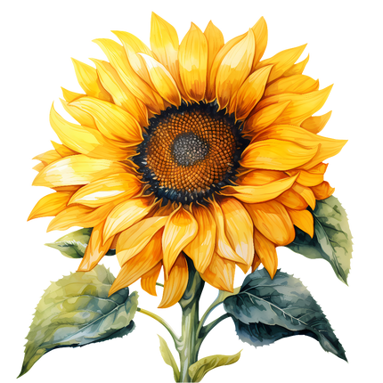 A digitally printed 100% cotton fabric panel featuring a sunflower design with yellow petals and a dark center, leaves are visible to the side.
