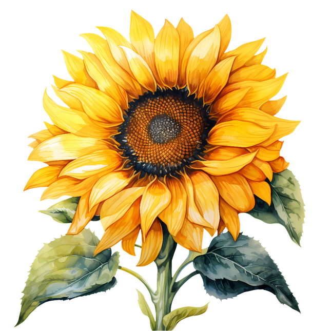 A digitally printed 100% cotton fabric panel featuring a sunflower design with yellow petals and a dark center, leaves are visible to the side.