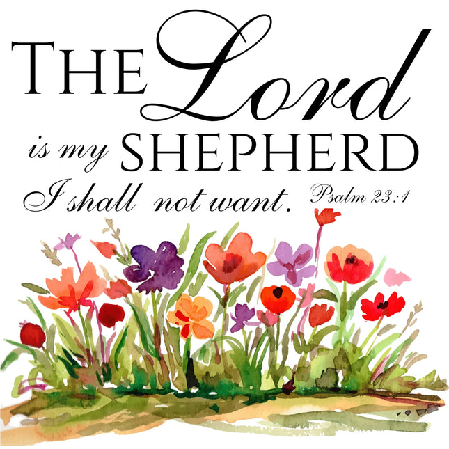Psalm 23 Bible Verse 100% Cotton Fabric Panel Block AM347