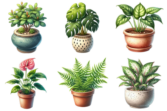 6 Piece 6"x6" Plants 100% Cotton Fabric Panel Squares Quilting Blocks