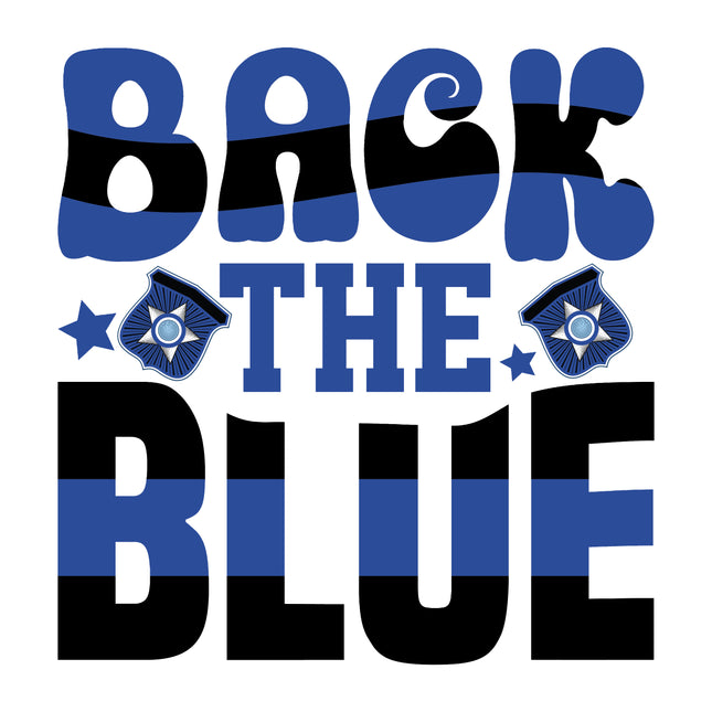 Police Back the Blue 100% Cotton Fabric Panel Block M171