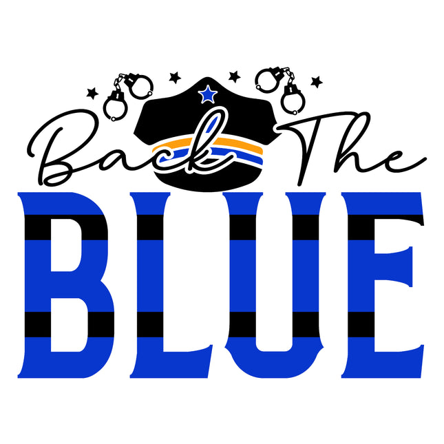 Police Back the Blue 100% Cotton Fabric Panel Block J272