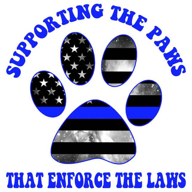 Police Dog Support the Paws 100% Cotton Fabric Panel Block H104