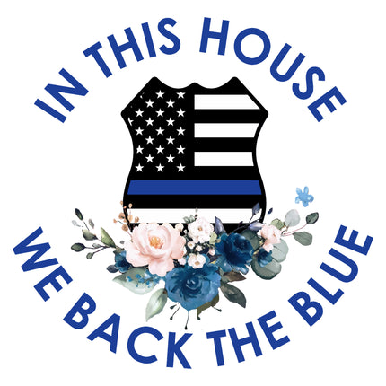 Police Back the Blue 100% Cotton Fabric Panel Block G303