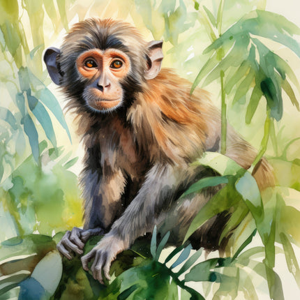 Monkey 100% Cotton Fabric Panel Block Q121