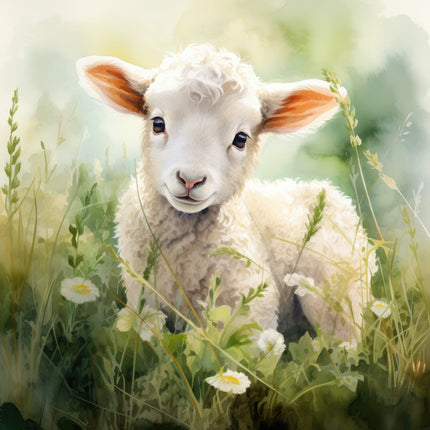 Lamb / Sheep 100% Cotton Fabric Panel Block Q130