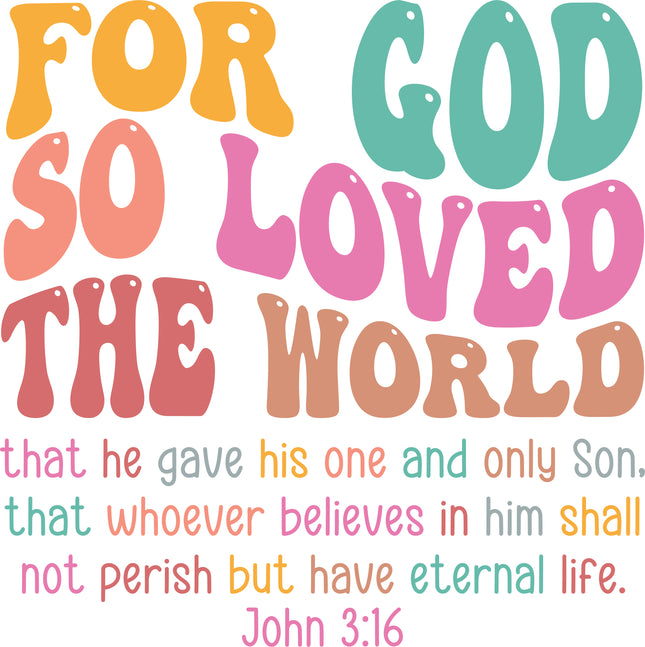 Scripture John 3:16 100% Cotton Fabric Panel Block Q200