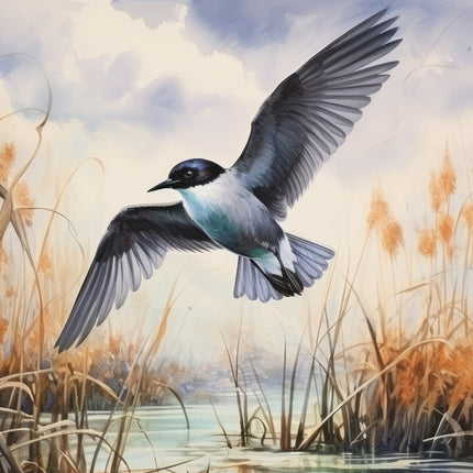 Tern Bird 100% Cotton Fabric Panel Block Q213