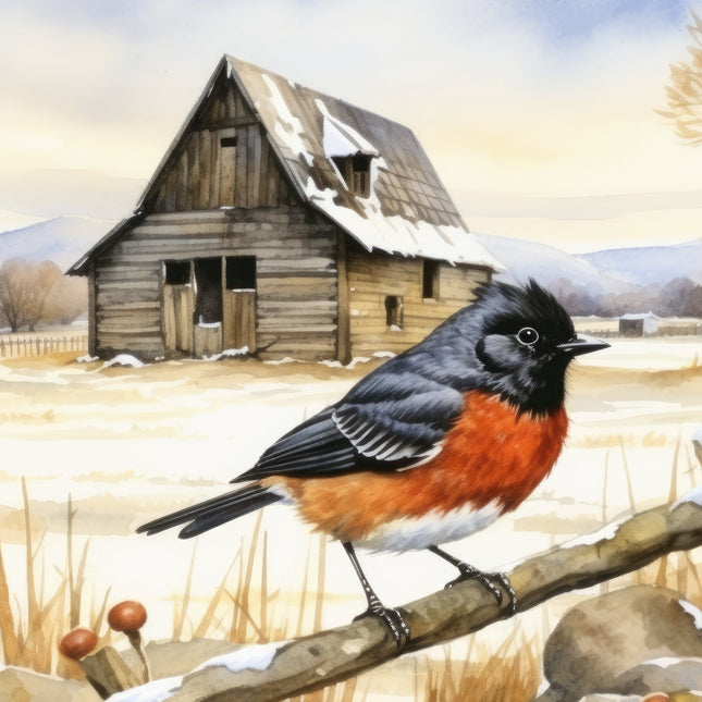 Redstart Bird 100% Cotton Fabric Panel Block Q261