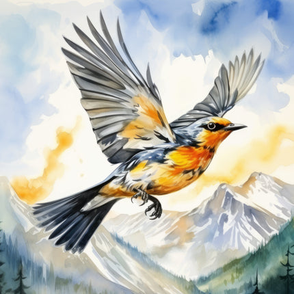 Blackburnian Warbler Bird 100% Cotton Fabric Panel Block Q356