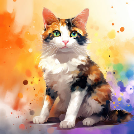 Calico Cat 100% Cotton Fabric Panel Block Q430