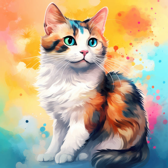 Calico Cat 100% Cotton Fabric Panel Block Q433