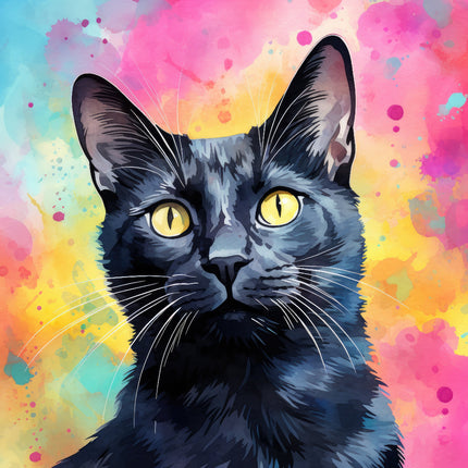 Black Cat 100% Cotton Fabric Panel Block Q443
