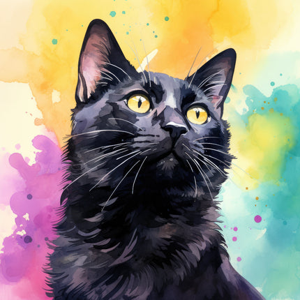 Black Cat 100% Cotton Fabric Panel Block Q446