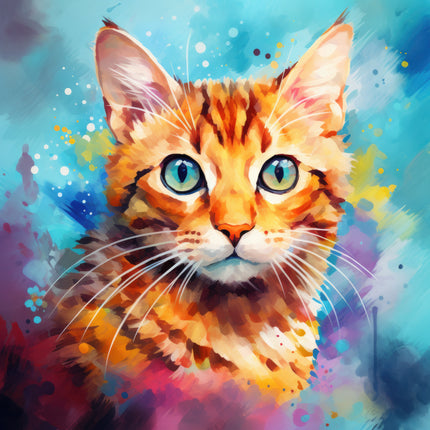 Orange Cat 100% Cotton Fabric Panel Block Q448