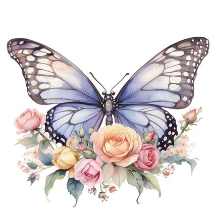 Floral Butterfly 100% Cotton Fabric Panel Block Q567