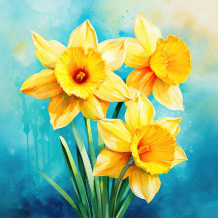 Daffodils 100% Cotton Fabric Panel Block Q702