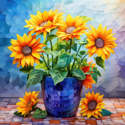 Sunflowers 100% Cotton Fabric Panel Block Q714