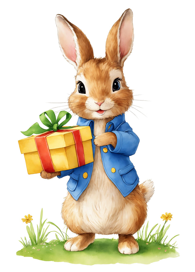 Rabbit Bunny 100% Cotton Fabric Panel Block Q9400