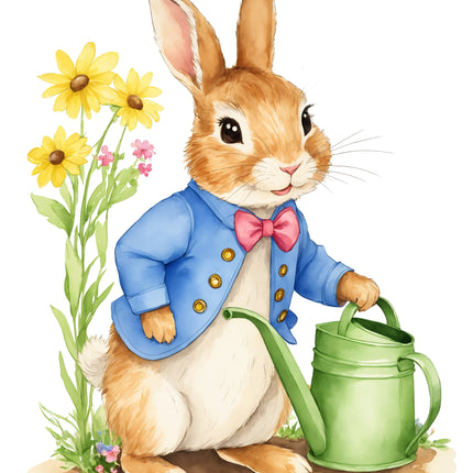 Spring Rabbit Bunny 100% Cotton Fabric Panel Block Q9403