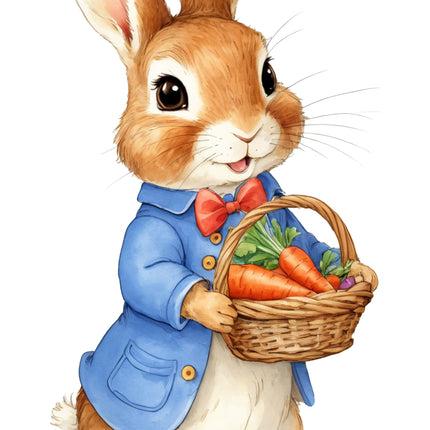 Spring Rabbit Bunny 100% Cotton Fabric Panel Block Q9404