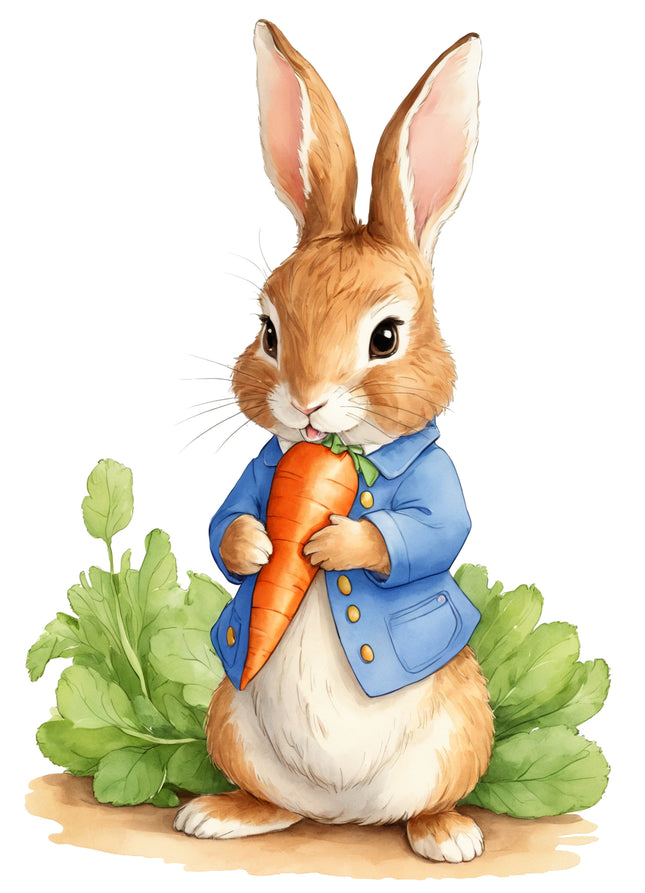 Spring Rabbit Bunny 100% Cotton Fabric Panel Block Q9407