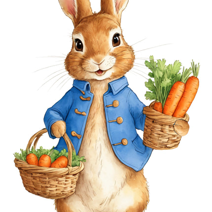 Spring Rabbit Bunny 100% Cotton Fabric Panel Block Q9408