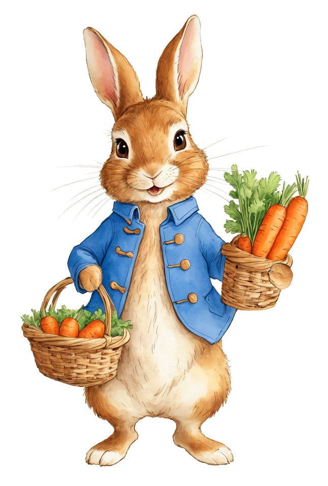 Spring Rabbit Bunny 100% Cotton Fabric Panel Block Q9408