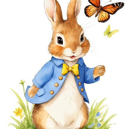 Spring Rabbit Bunny 100% Cotton Fabric Panel Block Q9409