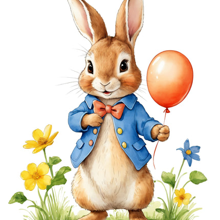 Spring Rabbit Bunny 100% Cotton Fabric Panel Block Q9410