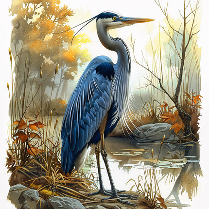 Blue heron fabric panel