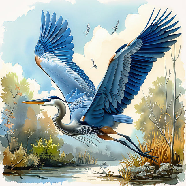 Blue heron quilt panel