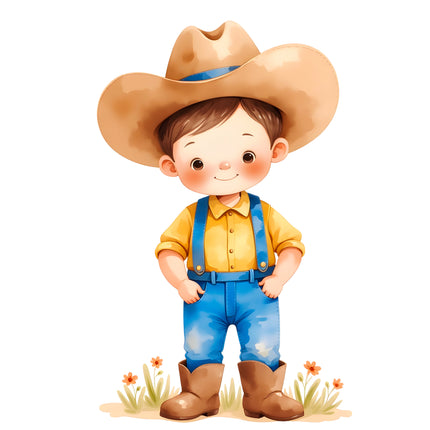 Cowboy Child 100% Cotton Fabric Panel Block R11624