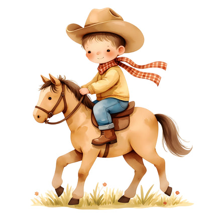 Cowboy Child 100% Cotton Fabric Panel Block R11824