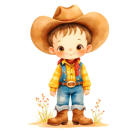 Cowboy Child 100% Cotton Fabric Panel Block R12667