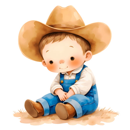 Cowboy Child 100% Cotton Fabric Panel Block R13057