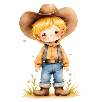 Cowboy Child 100% Cotton Fabric Panel Block Quilt Square R13219