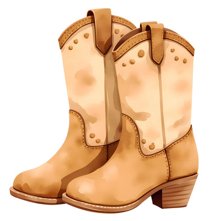 Cowboy Boots 100% Cotton Fabric Panel Block R13323