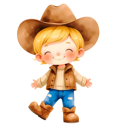 Cowboy Child 100% Cotton Fabric Panel Block R14022
