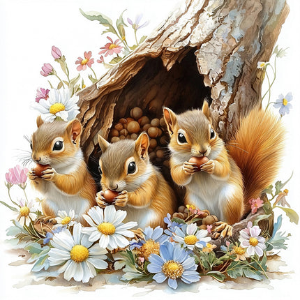 three squirrels fabric panel