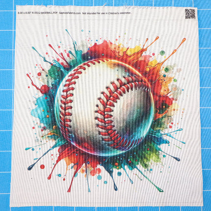 Baseball 100% Cotton Fabric Panel Block R15512