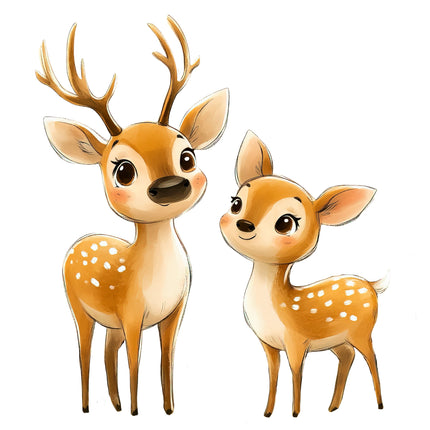 Pair of Deer 100% Cotton Fabric Panel Block R17448