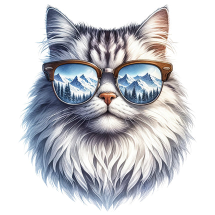 A digitally printed fabric panel featuring a cat wearing sunglasses fabric panel