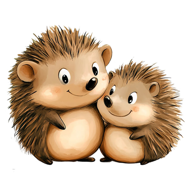 Pair of Hedgehogs 100% Cotton Fabric Panel Block R18136