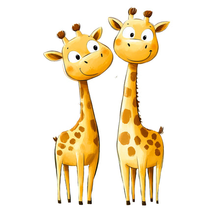 Pair of Giraffes 100% Cotton Fabric Panel Block R18214
